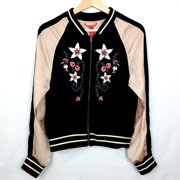 Chelsea & Violet Jackets & Blazers - Chelsea & Violet Floral Embroidered Bomber Jacket